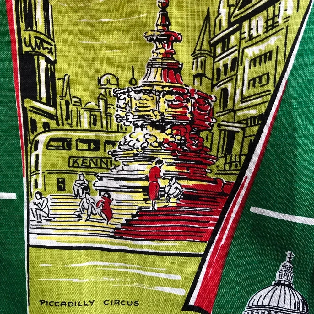 London Linen Tea Towel, Vintage England UK Tourist Souvenir